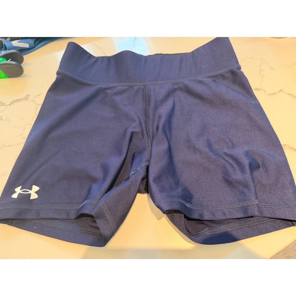 Under Armour Womens HeatGear Compression Shorts Navy Blue Small 3 Inch Inseam